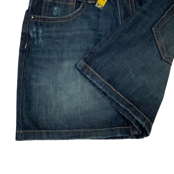 London Jean Vintage Mini Skirt Distressed Embellished Dark Wash Denim Cotton 6 - Picture 7 of 16